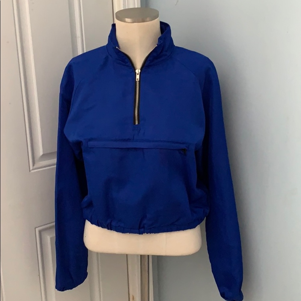 Royal blue, slightly cropped, half zip up, jacket